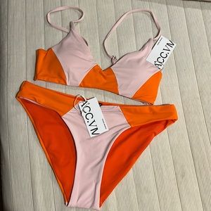 Vero Moda, “Vixen” Bikini top & Bottom, orange & pink